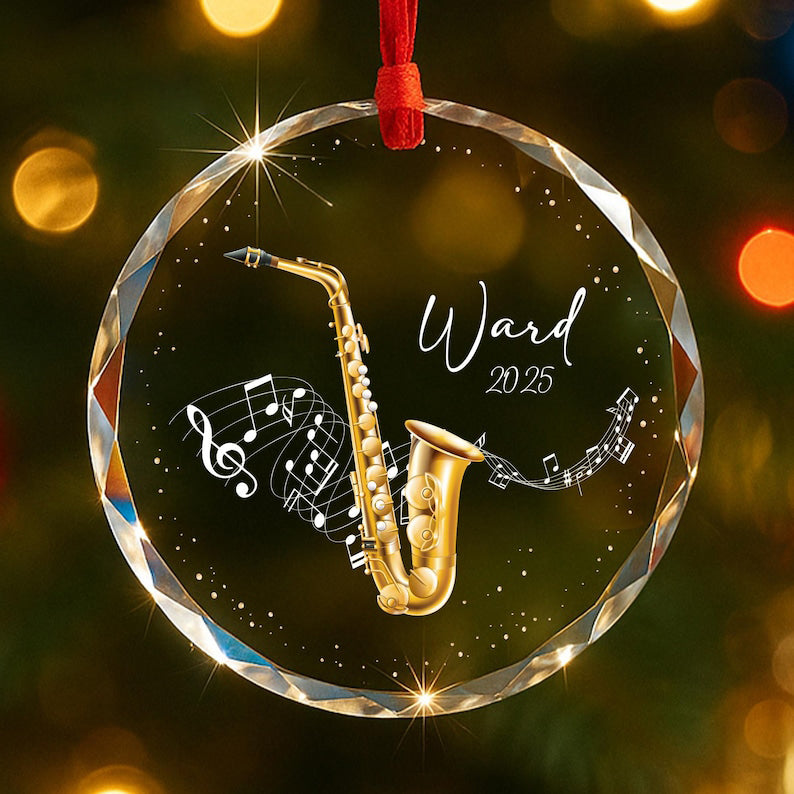Personalized Saxophone Ornament, Christmas Tree Ornament, Music Lover Gift, Custom Musician Ornament, Christmas Gift for Saxophone Lover