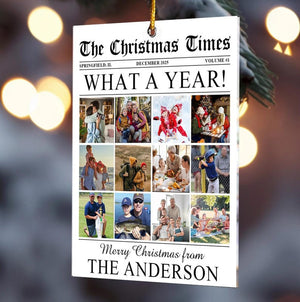 Custom Photo The Christmas Times What A Year For Family And Friends Ornament, Xmas Gift, The Christmas Times What A Year Newspaper Ornament