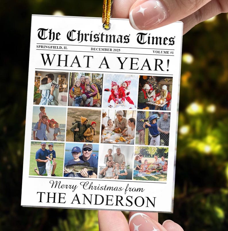 Custom Photo The Christmas Times What A Year For Family And Friends Ornament, Xmas Gift, The Christmas Times What A Year Newspaper Ornament