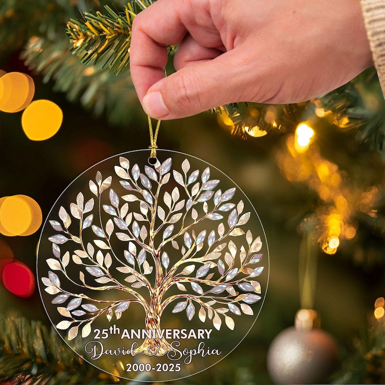 Custom 25th Silver Wedding Anniversary Glass Ornament, 25th Wedding Anniversary Ornament, Wedding Anniversary Keepsake, 25th Wedding Gift