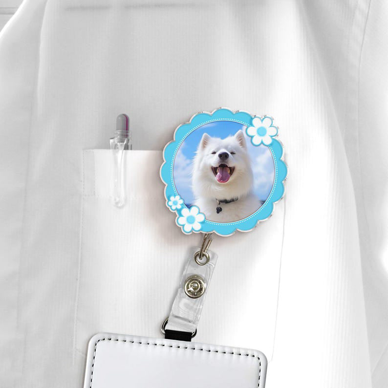Custom Dog Badge Reel, Pet Badge Reel, Custom Dog Face Cat Face, Pet Cat Dog Photo, Doctor ID NP Badge, Nurse Badge Reel