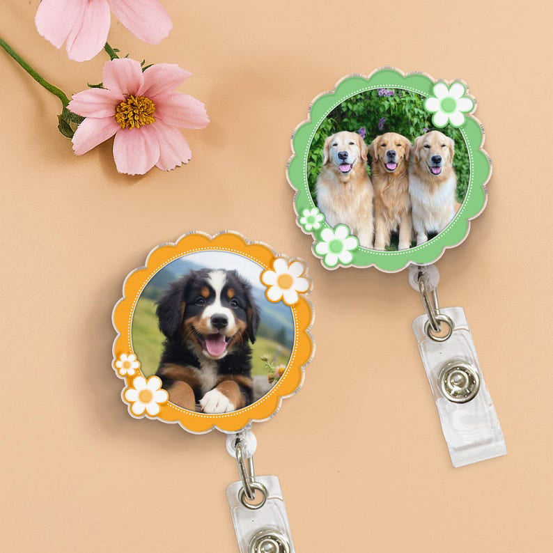 Custom Dog Badge Reel, Pet Badge Reel, Custom Dog Face Cat Face, Pet Cat Dog Photo, Doctor ID NP Badge, Nurse Badge Reel