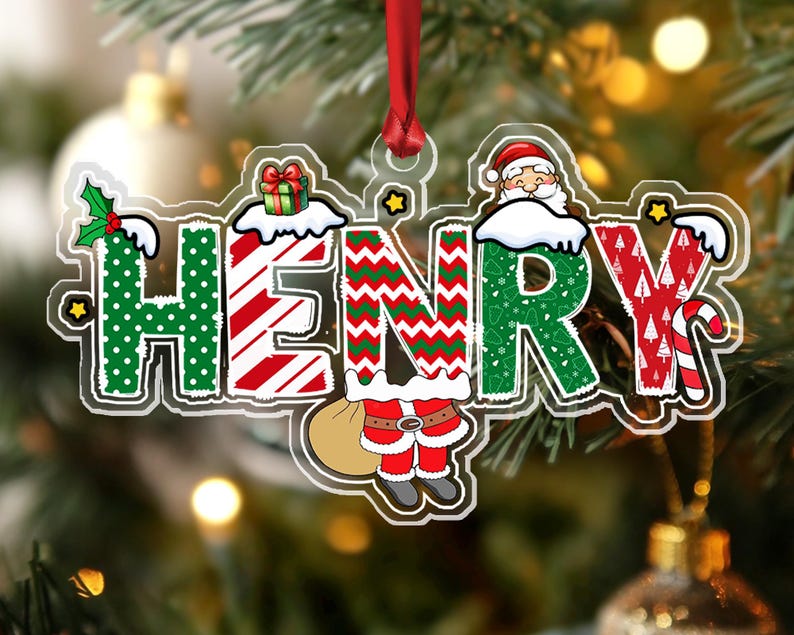 Personalized Kids Name Christmas Ornaments, New Baby Ornament, Custom Name Ornament, Baby Christmas Gift, Family Tree Ornament