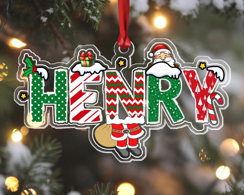 Personalized Kids Name Christmas Ornaments, New Baby Ornament, Custom Name Ornament, Baby Christmas Gift, Family Tree Ornament