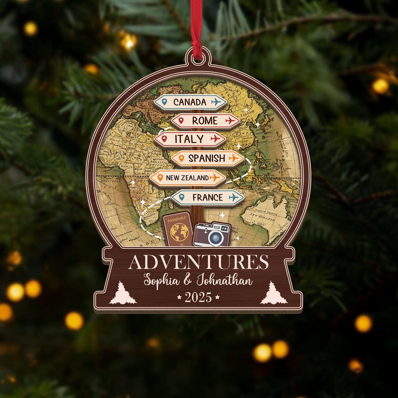 Personalized Travel Ornament: Adventure Keepsake, Family Vacation Gift