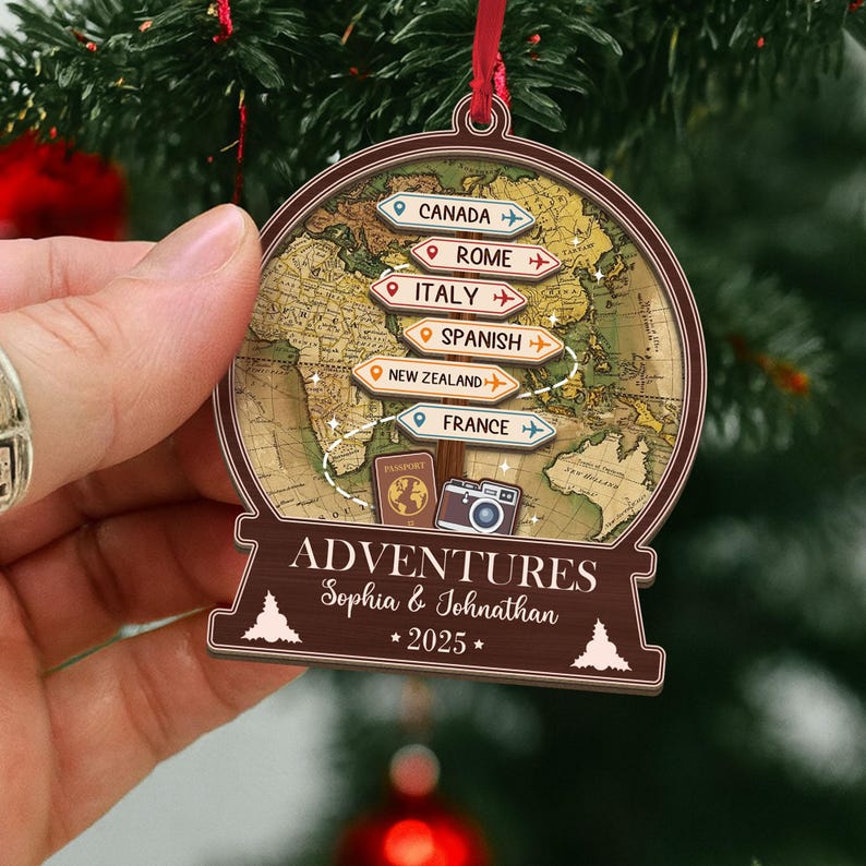 Personalized Travel Ornament: Adventure Keepsake, Family Vacation Gift