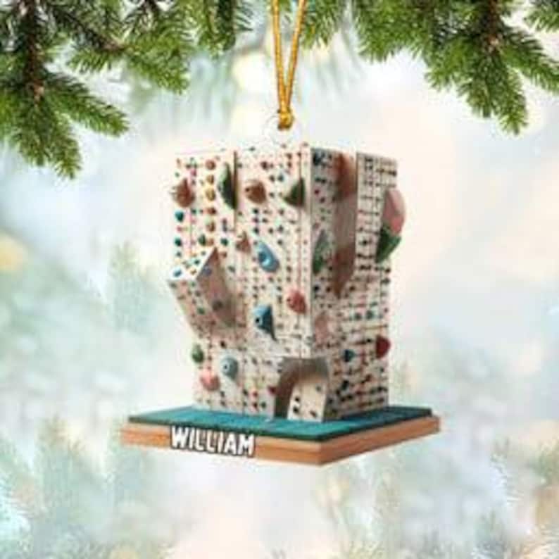 Custom Name Climbing Wall Ornament, Personalized Climbing Wall Christmas Ornament, Gift For Climbing Gym Lover, Him, Her, 2D Flat Ornament