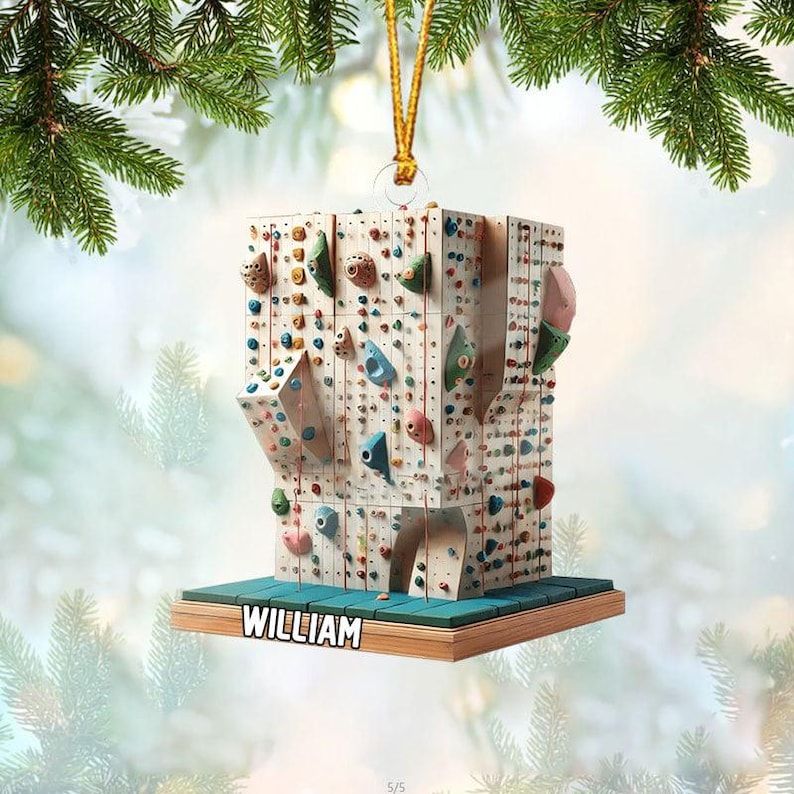 Custom Name Climbing Wall Ornament, Personalized Climbing Wall Christmas Ornament, Gift For Climbing Gym Lover, Him, Her, 2D Flat Ornament