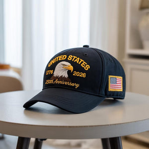 Embroidered USA 250th Anniversary Cap, American Eagle Cap, Patriotic Hat, 250th Anniversary Embroidered Baseball, U.S. Tribute Retro Cap