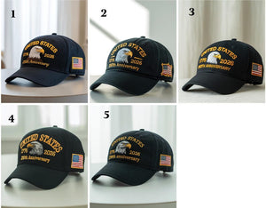 Embroidered USA 250th Anniversary Cap, American Eagle Cap, Patriotic Hat, 250th Anniversary Embroidered Baseball, U.S. Tribute Retro Cap
