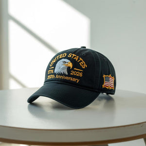 Embroidered USA 250th Anniversary Cap, American Eagle Cap, Patriotic Hat, 250th Anniversary Embroidered Baseball, U.S. Tribute Retro Cap