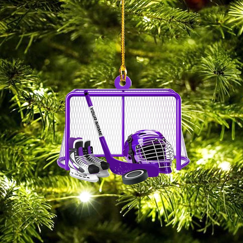Custom Christmas Ice Hockey Ornament, Personalized Hockey Player Ornament 2025, Acrylic Hanging Decoration, Hockey Ornament for Kids