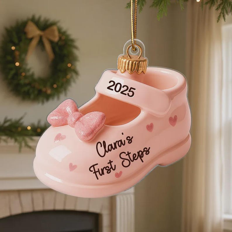 Baby's First Steps Ornament: Acrylic Christmas Keepsake