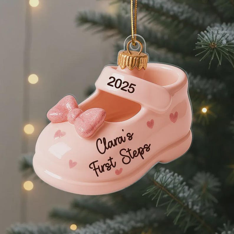 Baby's First Steps Ornament: Acrylic Christmas Keepsake