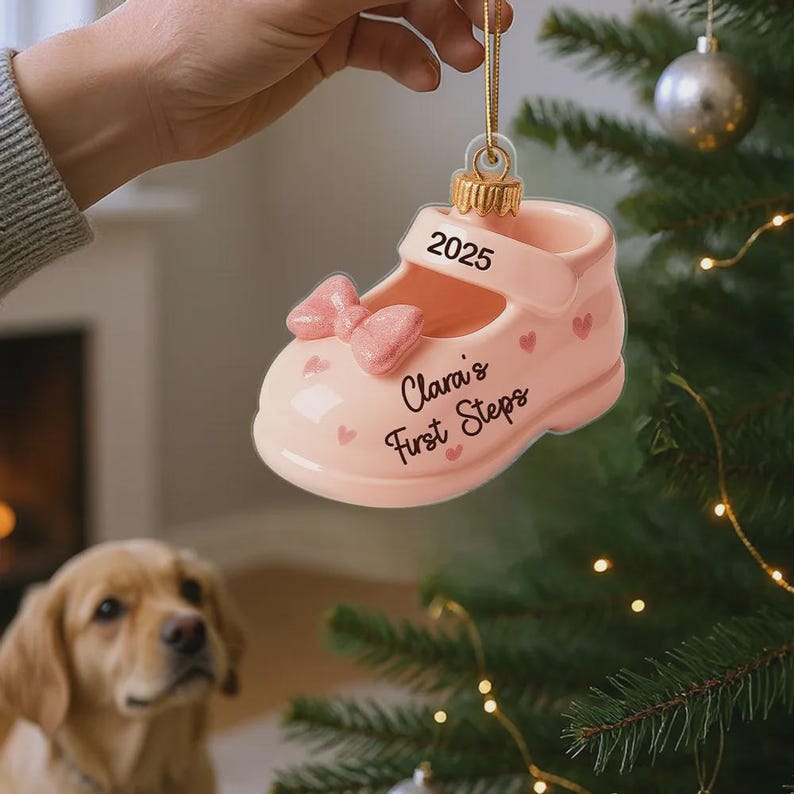 Baby's First Steps Ornament: Acrylic Christmas Keepsake