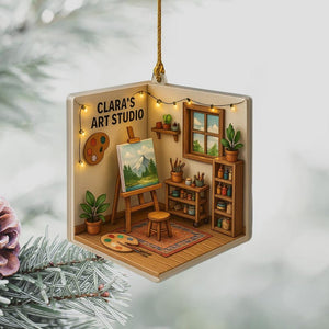 Personalized Artist 2D Flat Ornament, Custom Artist Christmas Tree Ornament Art Lover Gift Custom Name Painters Ornament, Suncatcher Gift