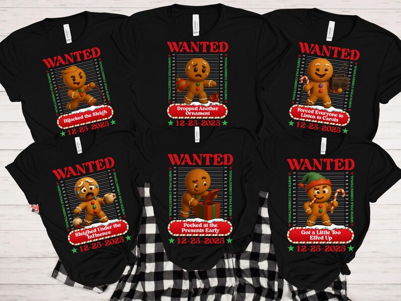 Christmas Matching Family Pajamas, Custom Holiday Crime PJs for Family, Gingerbread First Christmas Group Photo Outfit, Christmas Gift Shirt