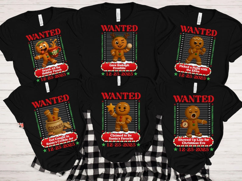 Christmas Matching Family Pajamas, Custom Holiday Crime PJs for Family, Gingerbread First Christmas Group Photo Outfit, Christmas Gift Shirt