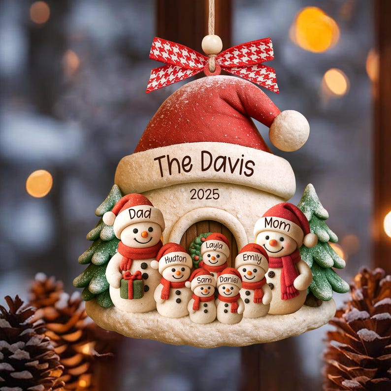 Personalized Snowman Ornament, Acrylic Family Christmas Tree Decor, Holiday Keepsake, Christmas Decor, Xmas Gift, 2D Flat Ornament