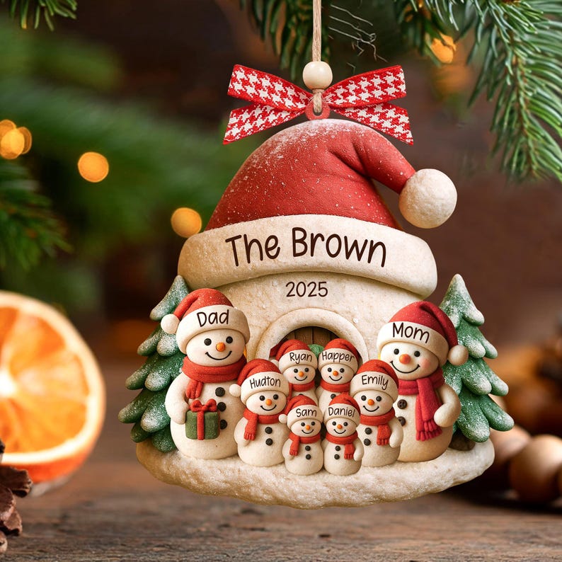 Personalized Snowman Ornament, Acrylic Family Christmas Tree Decor, Holiday Keepsake, Christmas Decor, Xmas Gift, 2D Flat Ornament