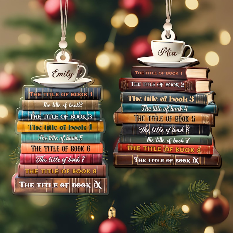 Personalized Christmas Book Name Ornament, Book Lover Gift, Bookworm Gifts, 2025 Christmas Ornaments - Flat Printed Acrylic Ornament