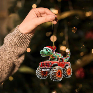 Custom Dinosaur Christmas Ornament, Monster Truck Ornament,Boys Dino Christmas Ornament,Baby Boy Christmas Present,Christmas Gift For Child