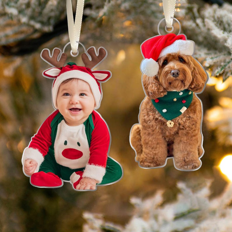 Custom Photo Christmas Ornament, Family Ornaments 2025, Family Photo Ornament, Couple Picture Ornament, New Baby Pet Ornament, Couple Gift,