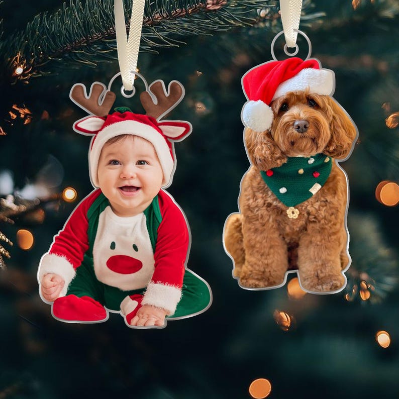 Custom Photo Christmas Ornament, Family Ornaments 2025, Family Photo Ornament, Couple Picture Ornament, New Baby Pet Ornament, Couple Gift,