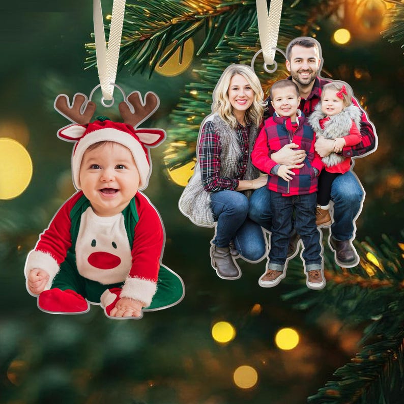 Custom Photo Christmas Ornament, Family Ornaments 2025, Family Photo Ornament, Couple Picture Ornament, New Baby Pet Ornament, Couple Gift,