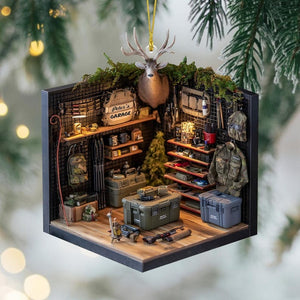 Personalized Hunting Garage Christmas Ornament, Custom Hunting Garage Ornament, Gift for Hunting Lover, Hunter Xmas Decor, Gift For Dad