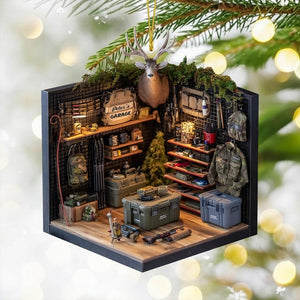 Personalized Hunting Garage Christmas Ornament, Custom Hunting Garage Ornament, Gift for Hunting Lover, Hunter Xmas Decor, Gift For Dad