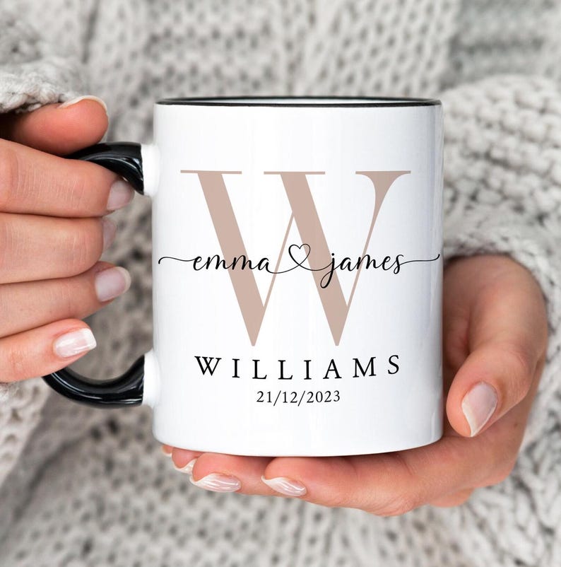 Personalized Couple Name Mug, Custom Engagement Gift, Anniversary Mr and Mrs Mugs, Gifts For Couple, Newlyweds Mug, Bridal Party Mug