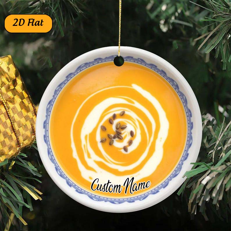 Butternut Squash Soup, Winter Soup, Cream, Comfort Food Dish Cuisine Food Foodie Double Sided Christmas Ornament Gift
