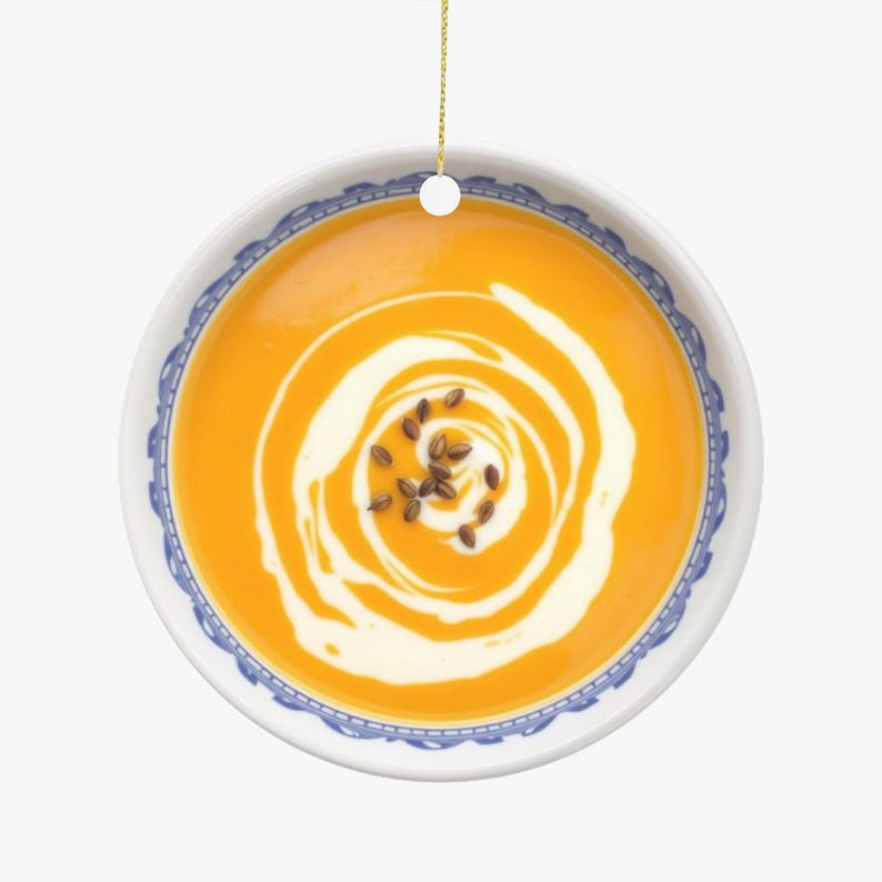 Butternut Squash Soup, Winter Soup, Cream, Comfort Food Dish Cuisine Food Foodie Double Sided Christmas Ornament Gift
