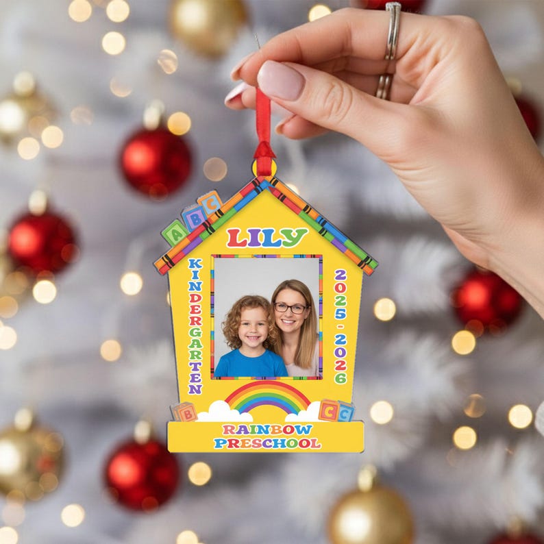 Personalized School Photo Ornament Custom Kindergarten Preschool Gift 2025 2026