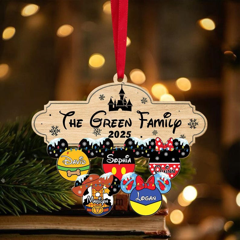Personalized Mickey and Friends Ornament, Custom Family Ornament, Family Christmas Gift, Custom Characters Sign Member, Mickey Head Gift