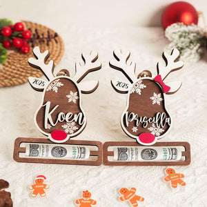 Personalized Money Holder Custom, Santa Money Holder, Reindeer Ornament, Xmas Money Holder, Cash Gift Holder, Bucks For Xmas