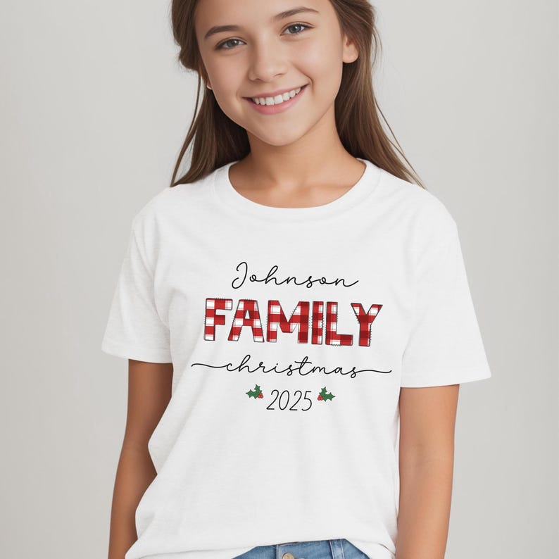 Personalized Christmas Family 2025 Shirts, Custom Matching Holiday Outfit, Festive Family Photo Xmas Tees, Personalized Name Christmas Shirt