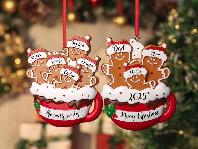 Personalized Resin Family Ornament, Gingerbread Christmas Family Ornament, Gingerbread Family of 2,3,4,5,6 Ornament 2025, Christmas Decor