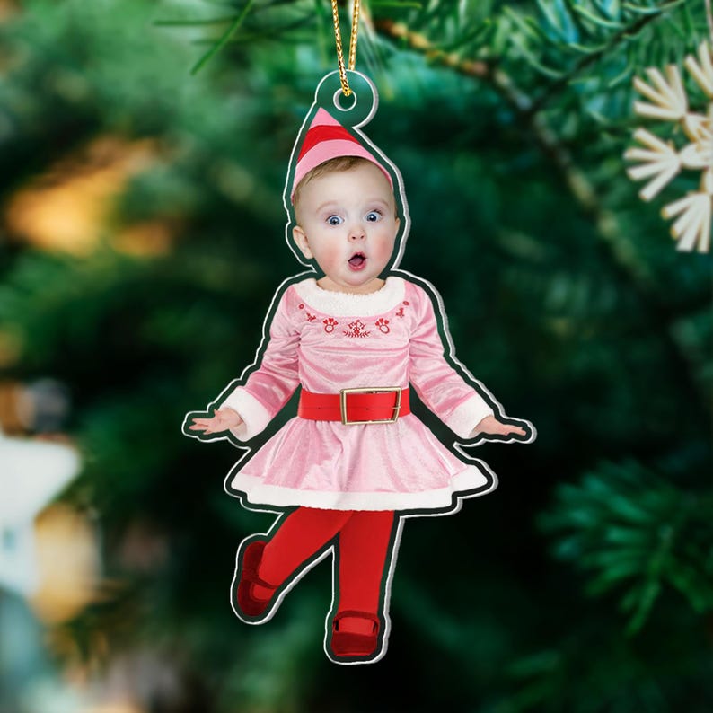 Custom Baby Face Acrylic Ornament: First Christmas Keepsake 2025