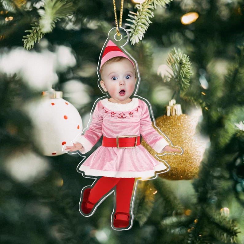 Custom Baby Face Acrylic Ornament: First Christmas Keepsake 2025