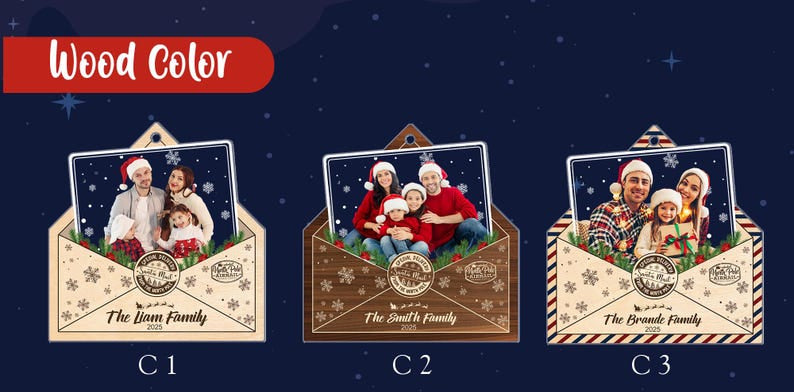 Personalized Family Photo Ornament 2025, Custom Christmas Envelope Ornament, Holiday Keepsake Gift, New Year Tree Decoration