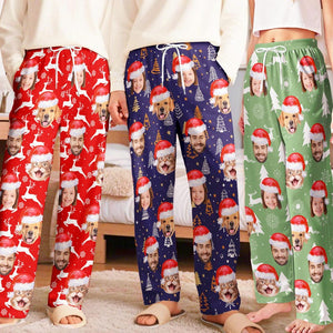 Custom Photo Pajama Pants: Personalized Pet Face or Family Gift Matching Christmas pants,Family Pants, Christmas Kids Toddler, Baby, Mommy and Me