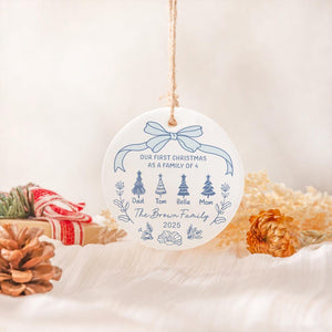 Personalised First Christmas As a Family of 2/3/4/5 Christmas Bauble, Family Tree Christmas Bauble, 2025 Family First Christmas Ornament