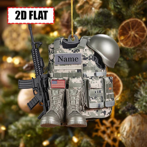 Custom Military Soldier Christmas Ornament Tree Hanging Decor, Flat 2D Acrylic, Holiday Keepsake Gift for Army Veterans & Service Members