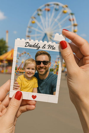 Daddy & Me Custom Puzzle Personalized Brick Photo Block Gift for Father s Day, Birthday, Family Keepsake