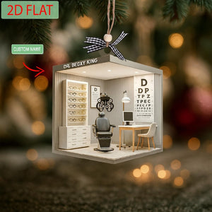 Personalized Optometrist Christmas Ornament: 2D Ophthalmology Clinic Gift