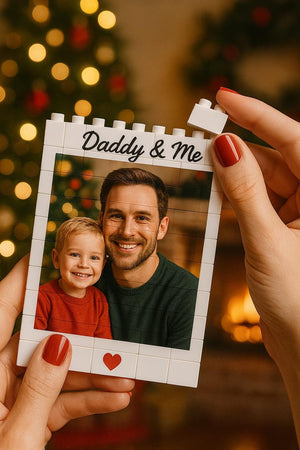 Daddy & Me Custom Puzzle Personalized Brick Photo Block Gift for Father s Day, Birthday, Family Keepsake