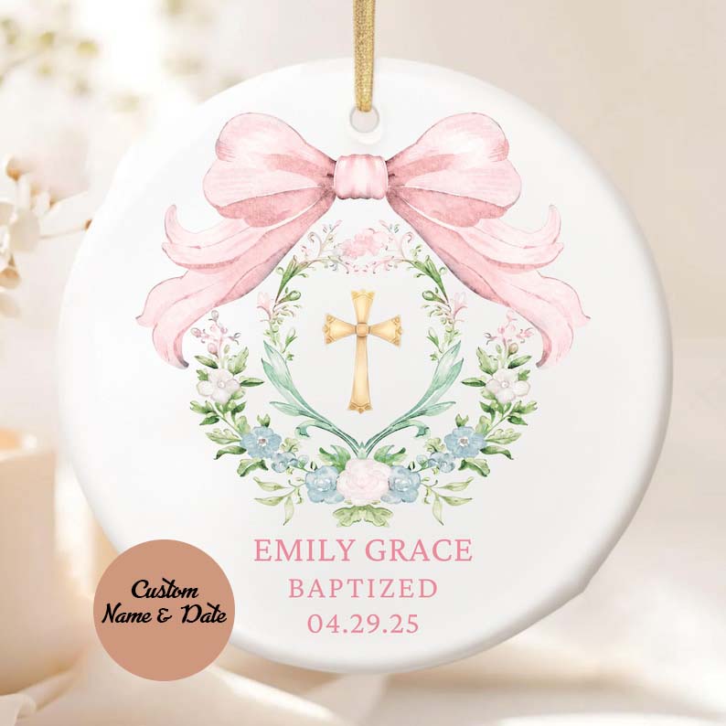 Personalized Girls Baptism Ornament Custom Christening Ornament Baptized Ornament First Communion Gift Baptism Gift Christmas Baby Girl Gift