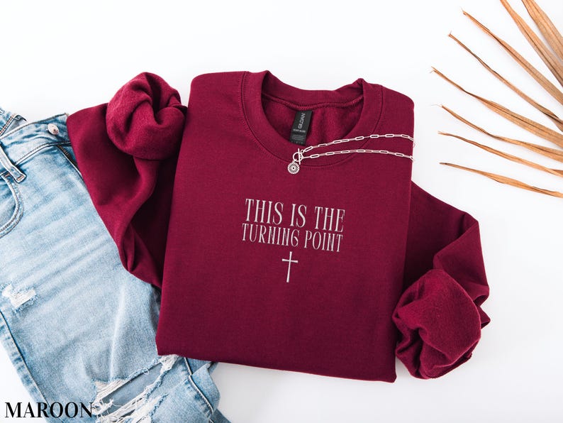 Embroidered This Is The Turning Point Sweatshirt, Charlie Kirk Crewneck, Pro Conservative Freedom Sweater, Patriotic Christian Apparel il_794xN.7204299588_5yzo.jpg